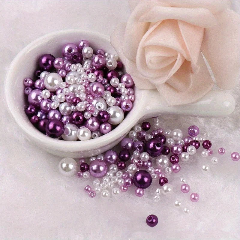 150pcs Pearl-like beads, double-hole round loose beads, suitable for making accessories for DIY products. Qme