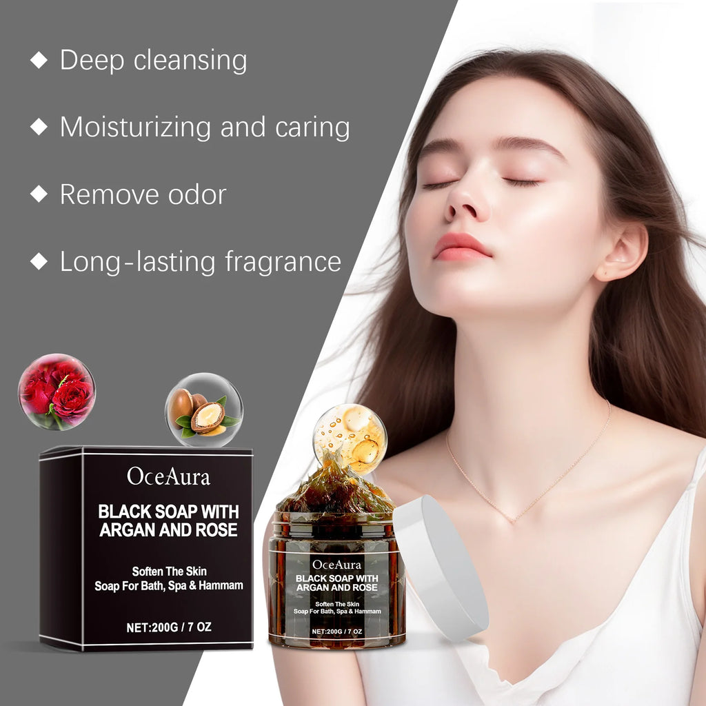 Black Cleansing Soap Dead Skin Remover Body Scrub Purifying Cleansing Exfoliating Oil Control Brighten Soft Body Scrub Cream Qme