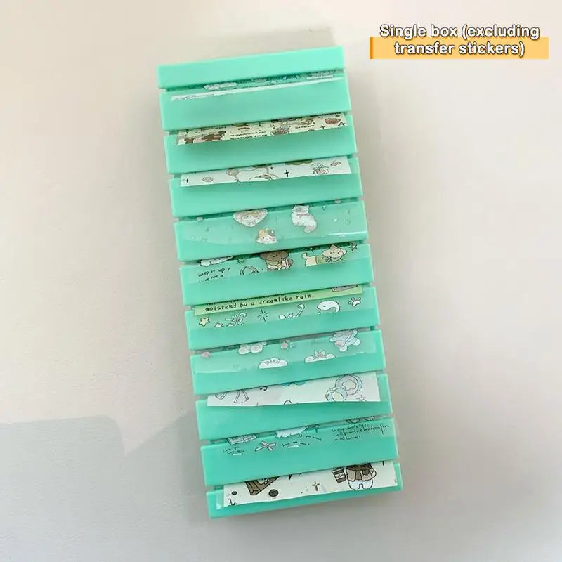 Nail Transfer Paper Organizer Box 10 Grids Sticker Accessories Qme Blue green