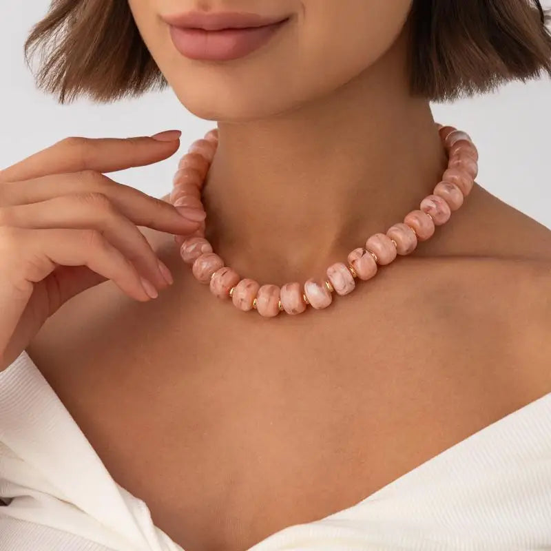 Y2K Colorful Smudging Resin Beads Chain Necklace Women Trend Collares