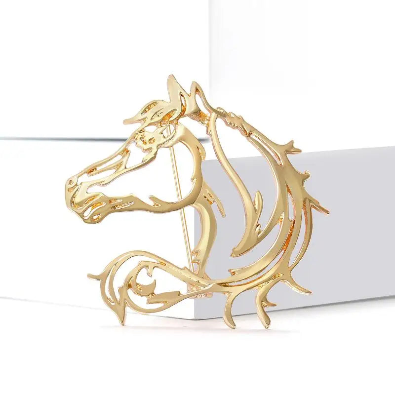 Simple Hollow Horse Brooch For Women Men Personality Alloy Smooth Animal Pin Brooch Fashion Clothing Jewelry Accessories Gift Qme