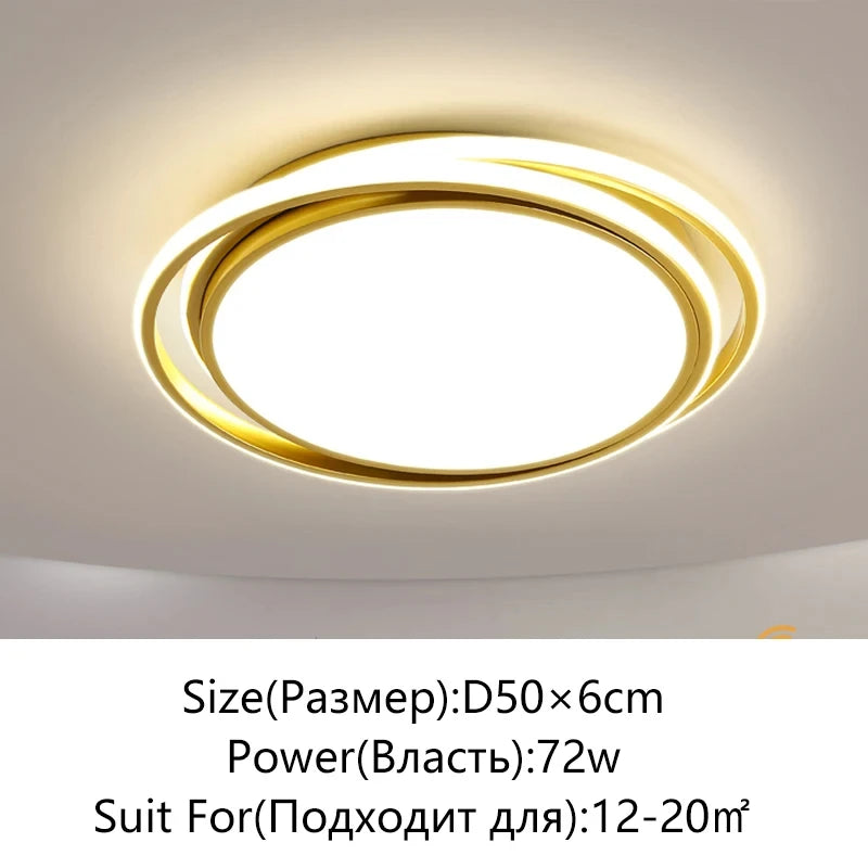 Modern LED Ceiling Light For Bedroom Living Dining Room Study Aisle Balcony Chandelier Indoor Home Decor Lighting Fixture Luster Qme Golden-Round 3 Colors No Remote