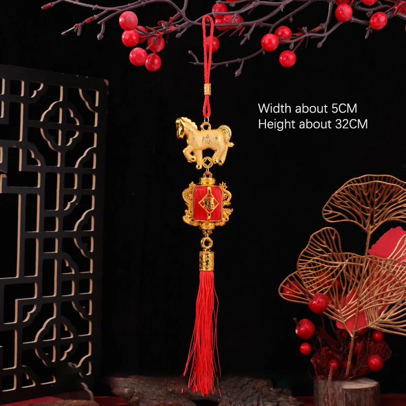 1/10Pcs 2026 Year Of The Horse Wall Hanging Car Ornament Chinese New Year 3D Horse Lantern Red Gold Pendant Lucky Decor Gifts Qme A3