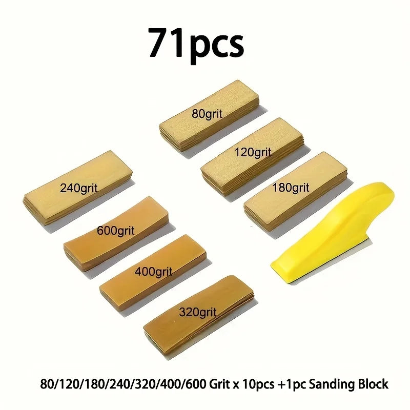 Precision Mini Sander Kit: 80-600 Grits, Ideal for Crafts & Tight Spaces, with Polishing Tools, Compatible with Angle Grinders Qme 71Pcs