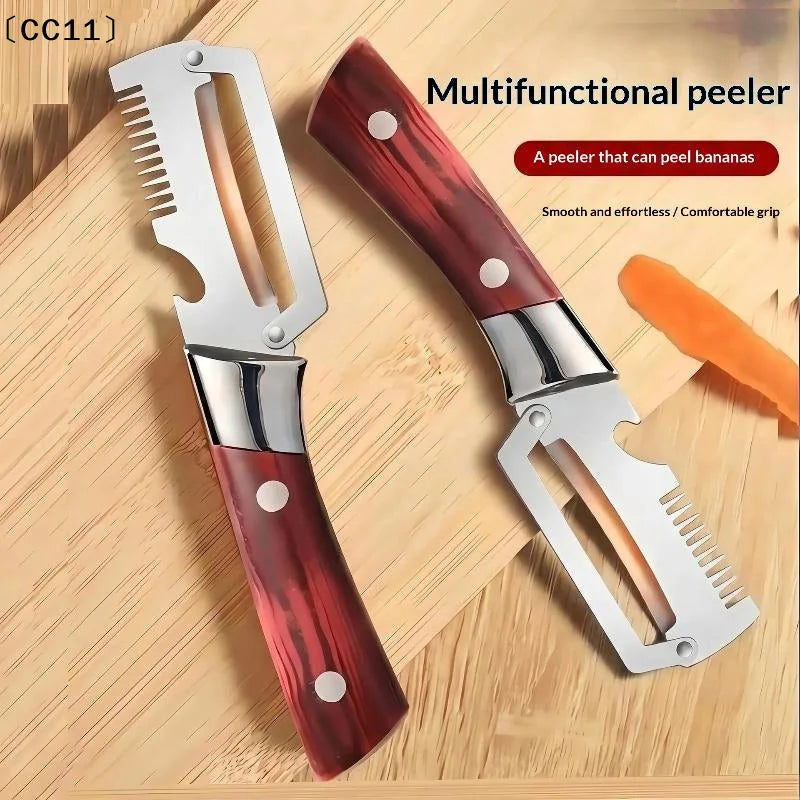3-in-1 Serrated Peeling Knife Premium Vegetable Peeler Handle Bottle Qme Default Title