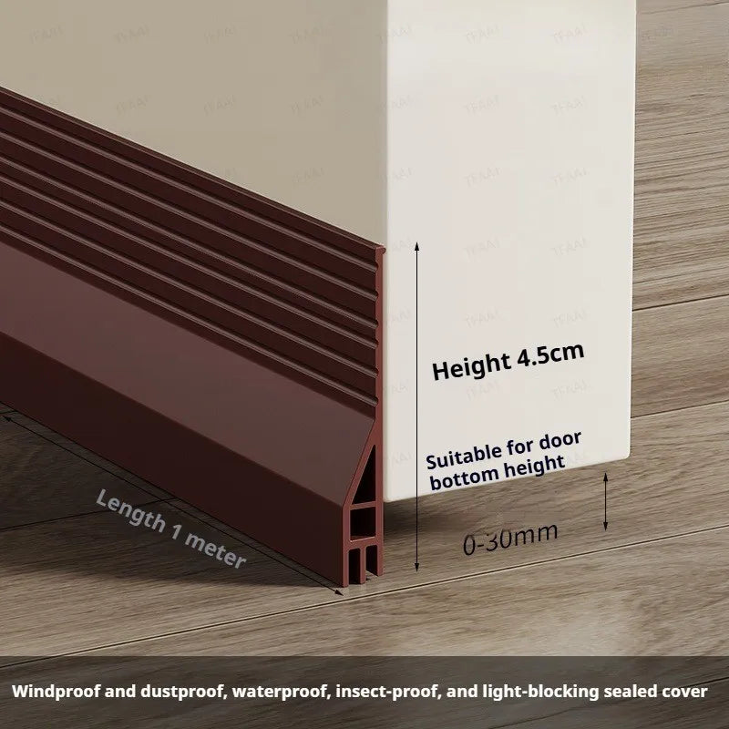 28/45mm Height Door Bottom Seal Strip 1M Self-adhesive Windproof Dust-proof Window Gap Seal Strip Anti-Cold Weather Strip Qme Large Brown 4Pcs