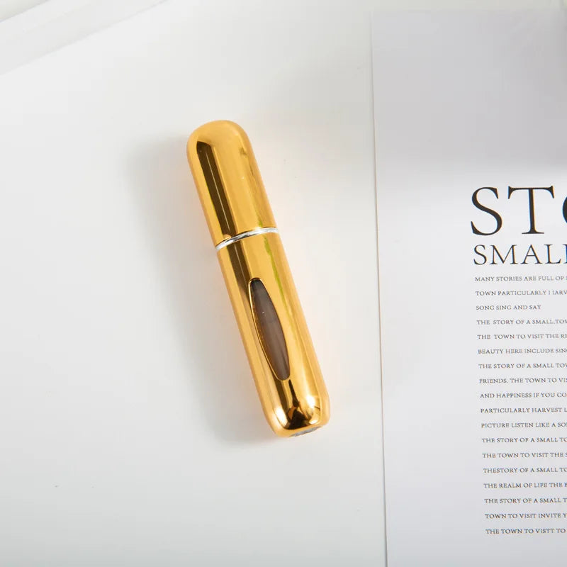 1/3/5/10pcs travel Leak portable mini perfume bottle with Bottom Fill Function aluminum refillable 5ml spray bottle Qme shiny gold 1 Metal 5ml