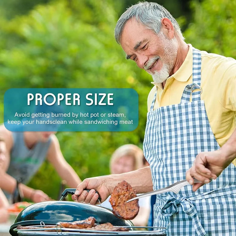 Stainless Steel BBQ Tongs Non-slip Cooking Utensils Easy To Clean Reusable Tongs for Serving Food Salad Camping Barbecue Buffet Qme