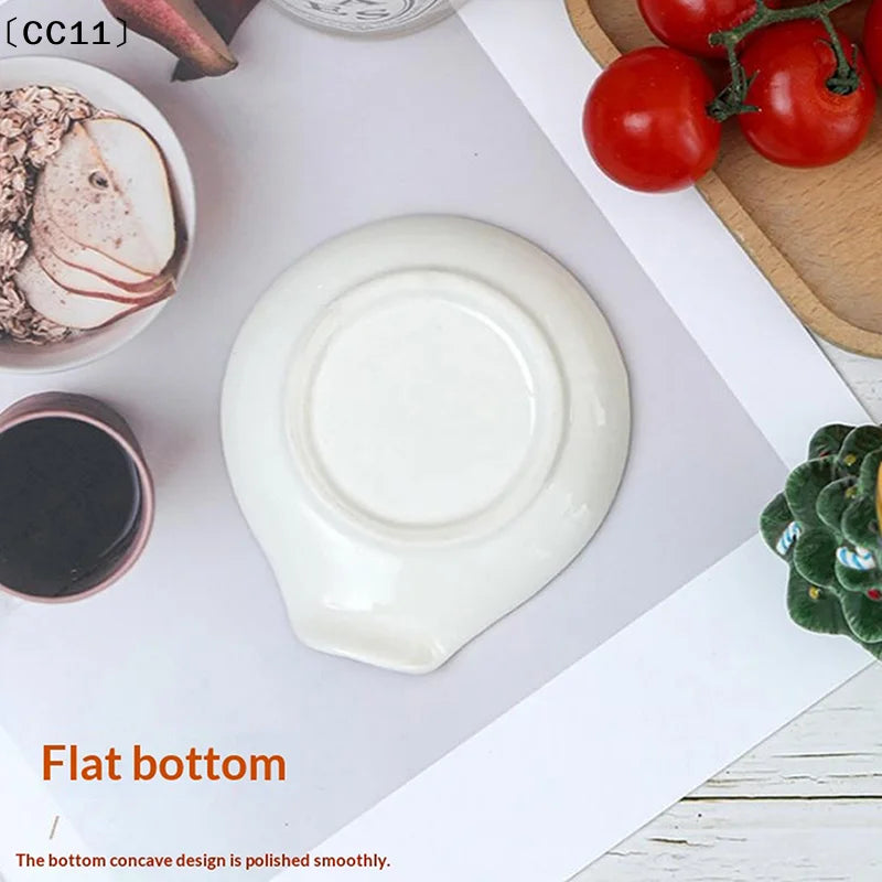 White Ceramic Versatile Spoon Holder Tray Perfect Coffee Soup Spoons Qme