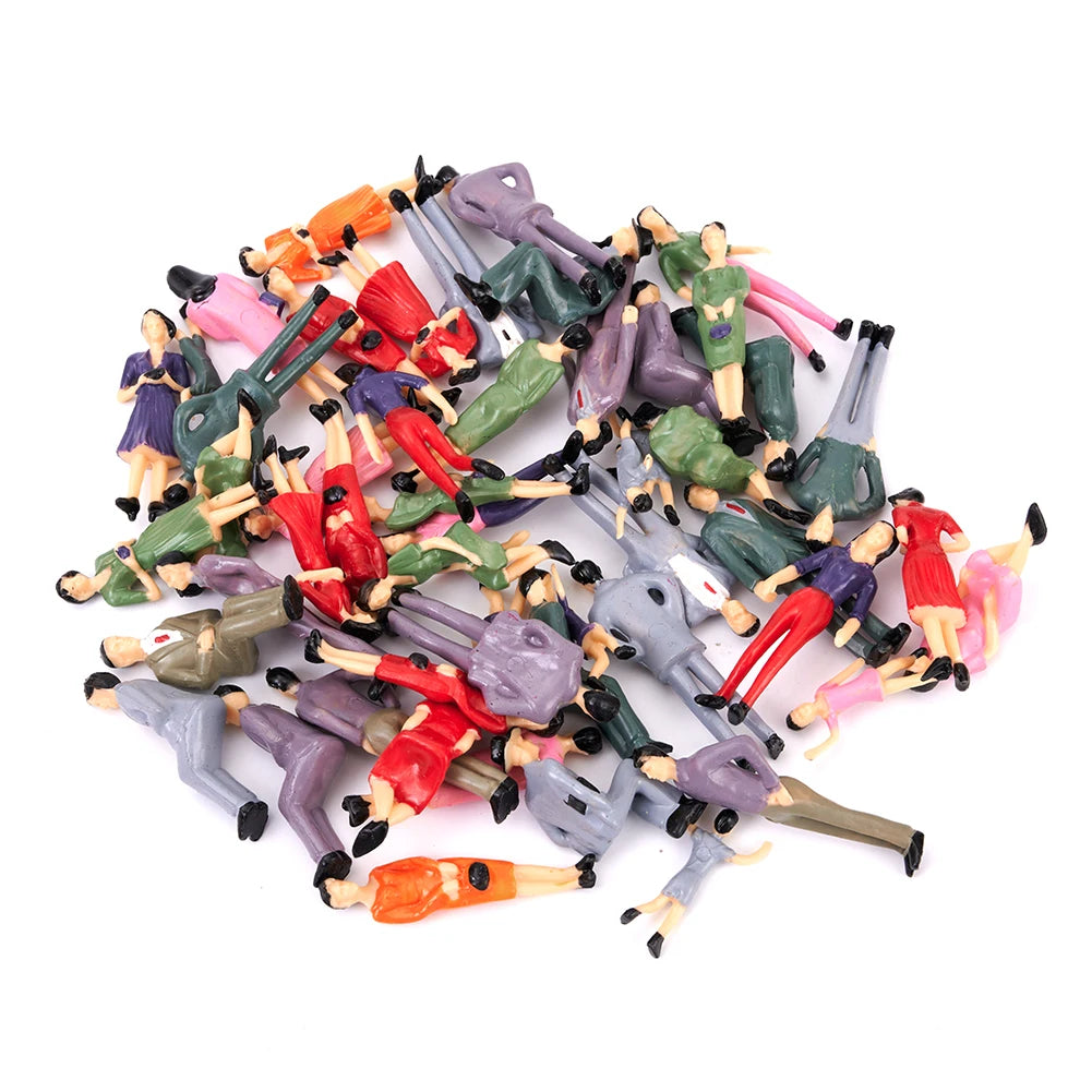 50pcs Model People Figures 1:32 Scale Plastic People Figures Model Building Passengers DIY Character Mixed Color Pose Kids Toys Qme