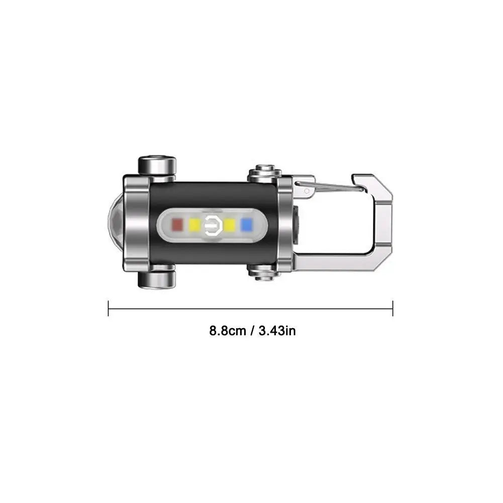 Mini Keychain Flashlight Rechargeable Pocket COB Working Light Outdoor Hook Emergency Warning Light for Camping Walking Hiking Qme A