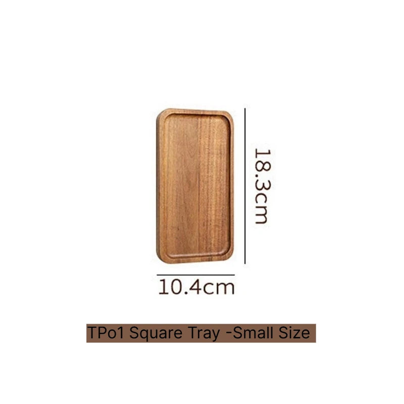  A Tableware Solid Wood Food Tray Round Rectangle Dessert Plate Japanese-style Wooden Snack Fruit Tea Saucer Pallet Bread Board Qme 01Square Tray Small 10.3 inches