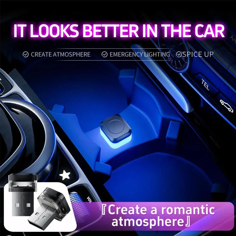 New Universal USB Car Interior Ambient Atmosphere Light LED Signal Lights Auto Reading Lamp Decorations Car Interior Accessories Qme