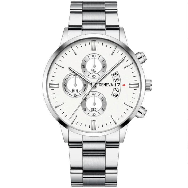 Vintage Quartz Men's Watch with Calendar - Elegant Stainless Steel Timepiece, Perfect Gift Qme Gold