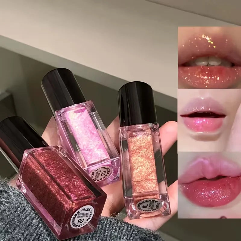 Shiny Glitter Lip Gloss Mirror Water Light Glaze Long Lasting Qme