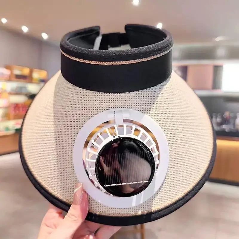 Breathable Cooling Fan Hat Sunscreen Sun Visor Fishing Peaked Cap Qme A15