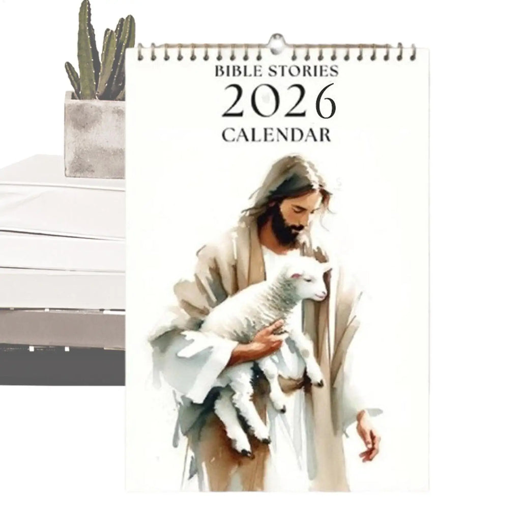 2026 Calendar 2026 Bible Story Religious Wall Calendar Inspirational Christian Planner Art Religious Home Decor for Bedroom Qme