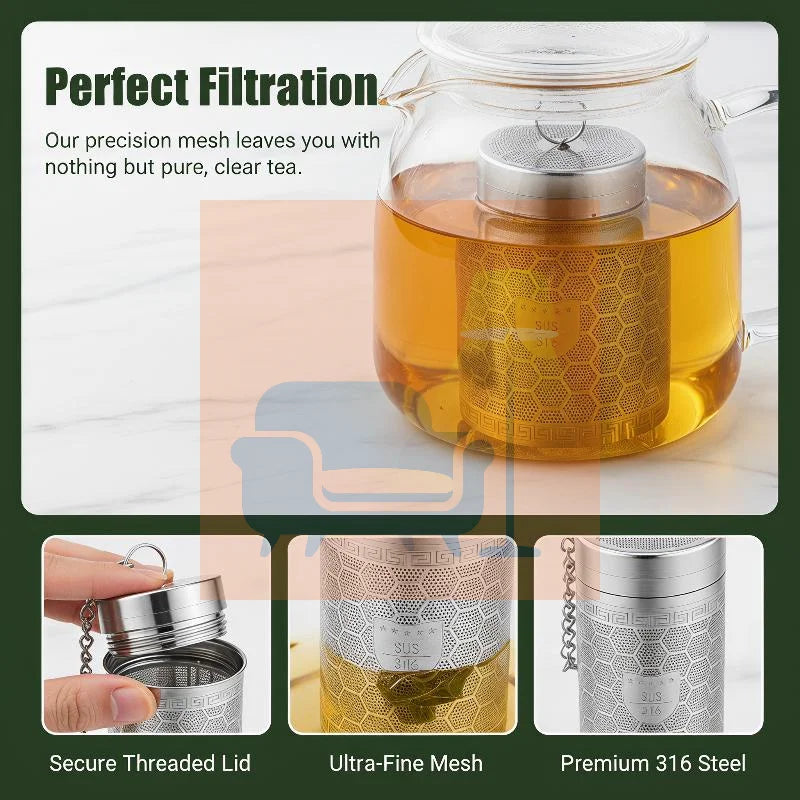 316 Stainless Steel Tea Infuser With Ultra Fine Mesh Extender Chain For Home Office Travel Brewing Loose Leaf Tea Qme