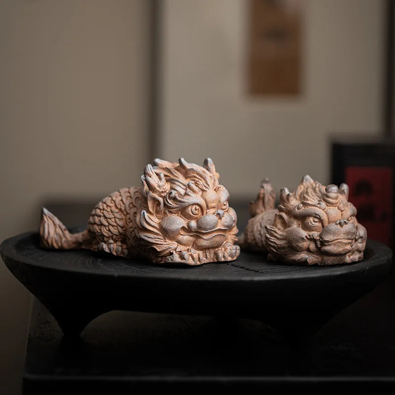 Old Rock Mud Unicorn Ornament Chinese Tea Pet Kung Fu Accessories Qme