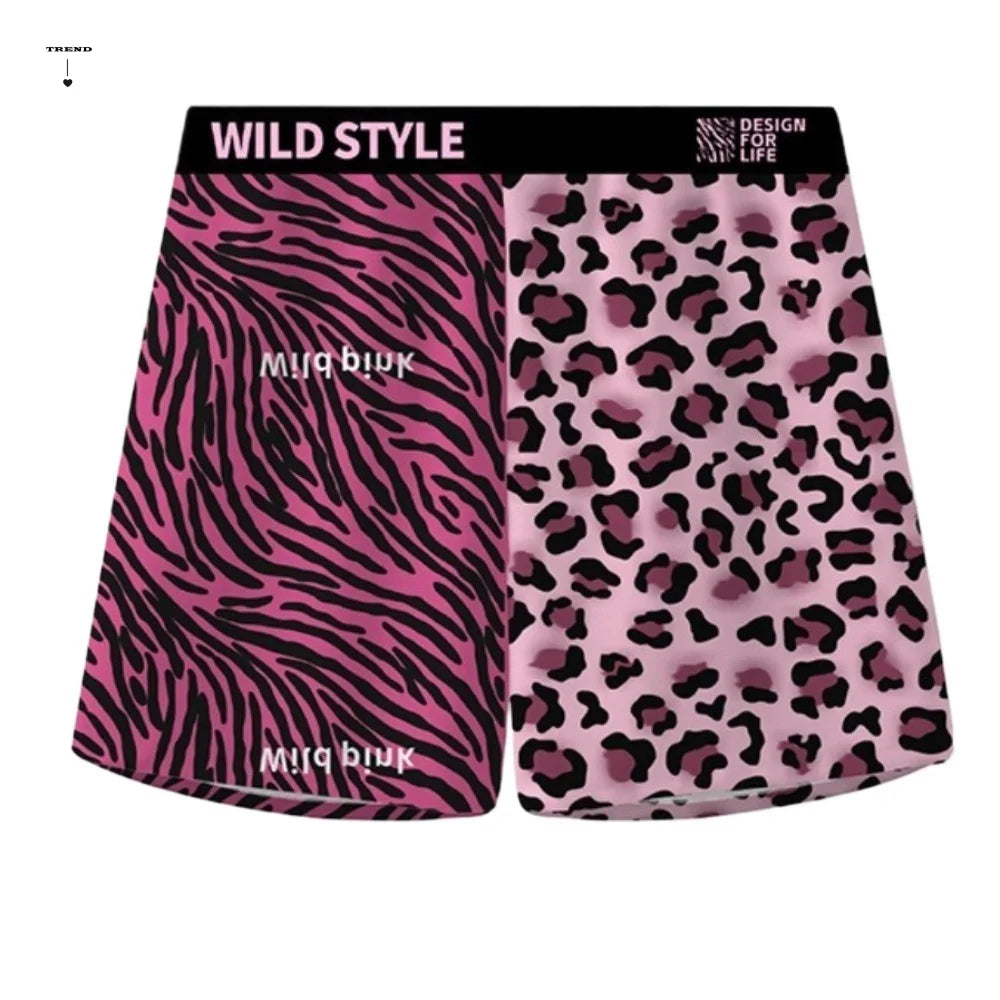 Loose Leopard Beach Shorts High Waist Underpants Men's Sleep Bottoms Sweatshorts Pajamas Baggy Bloomers Shorts Pants Qme
