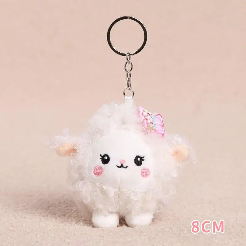 Soft Plush Sheep Keychain White Sheep Keychains Mini 3d Animal Key Ring Holder Bag Charms Car Pendants Gift Qme A7 8CM