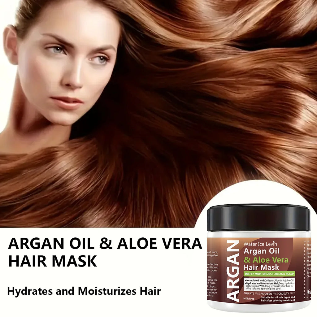 Argan Oil Aloe Vera Hair Mask Dual Oil Control Moisturizer Conditioner Soft Smooth Frizz Damaged Repair Revitalize Hair Care Qme