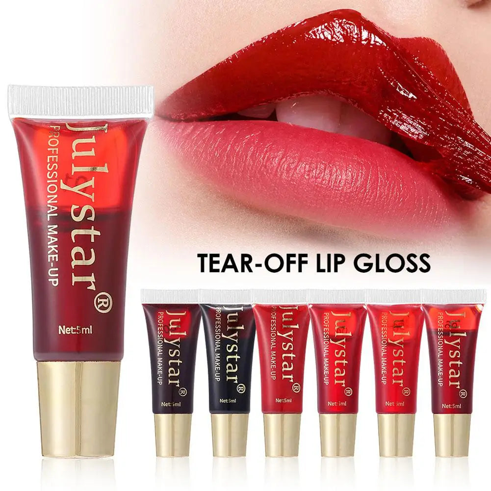 6-color Peel Off Lip Gloss Waterproof Long-lasting Black Red Tear-off Lipstick Liquid Non-stick Cup Moisturizer Lip Stain Makeup Qme
