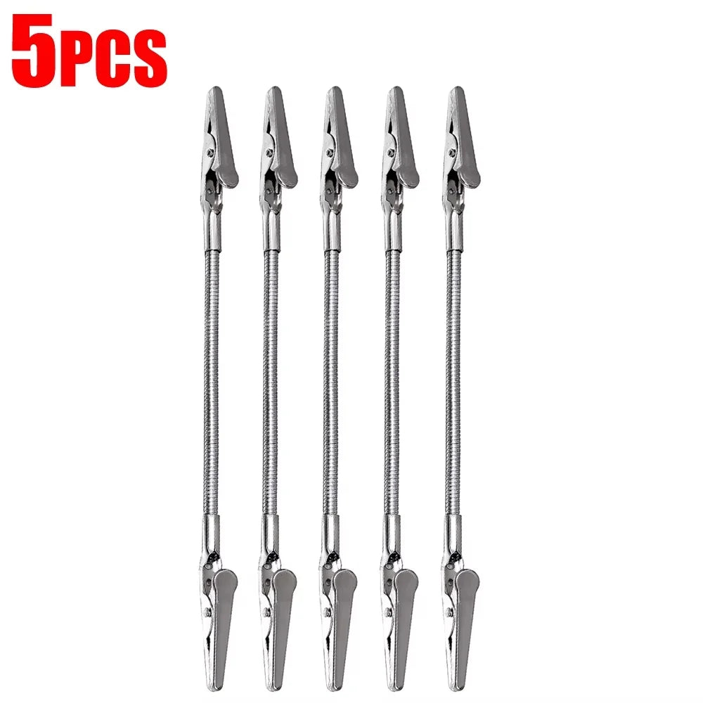 Stainless Steel Long Tail Clip Multifunctional Office School Paper Clamp Wire Rope Photo Holder Desk Decoration Display Qme Crocodile clips 5pc