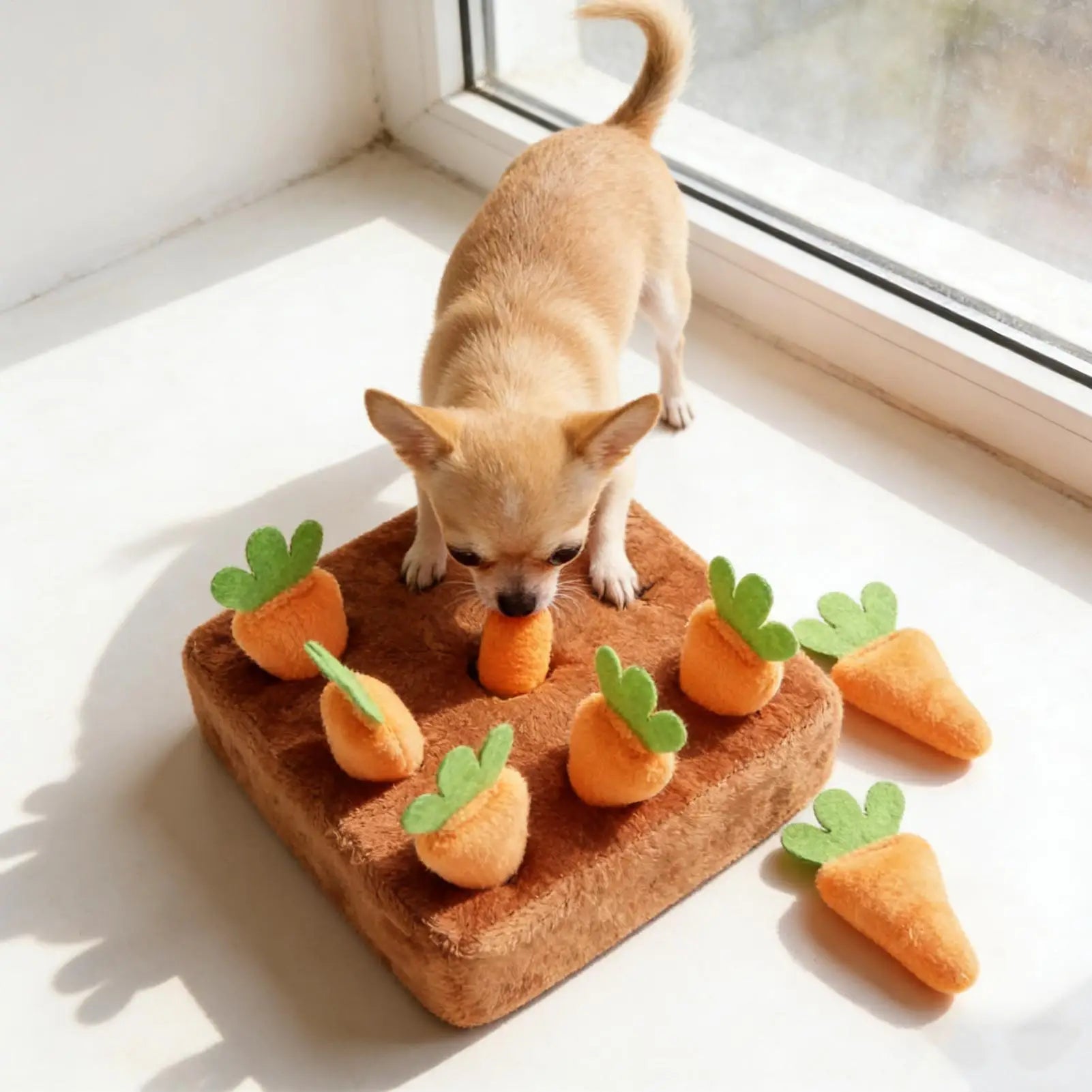 Dog Sniff Mat Interactive Games with Carrots Foraging Mat for Mental Exercise Boredom Reduction Crate Training Alone Time Home Qme