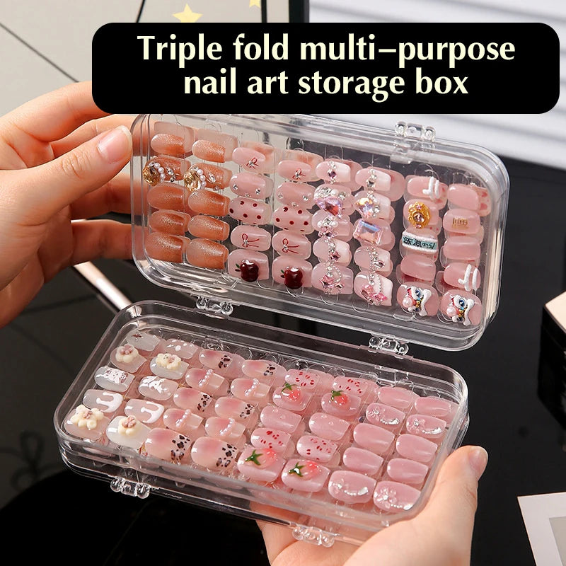 False Nail Tips Dispaly Storage Box Tape Roll Wearable Fake Nails Qme