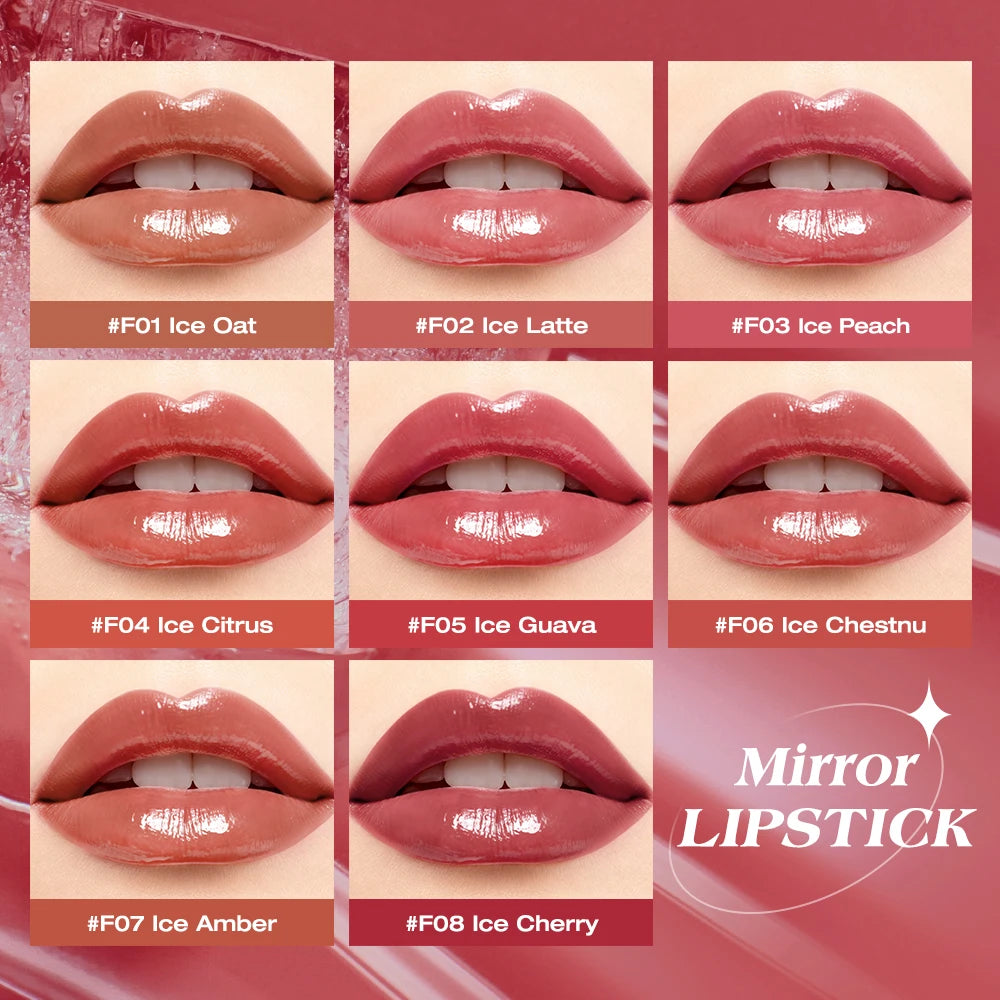 O TWO Glossy Lipstick Lip Tint Mirror Ice-film 24h Moisturize Nourish Qme
