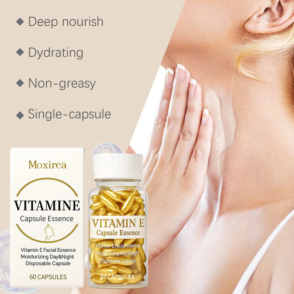 Vitamin E Face Serum Capsules Deep Hydration Inhibit Melanin Fade Fine Lines Firming Lifting Facial Skin Regeneration Essence Qme