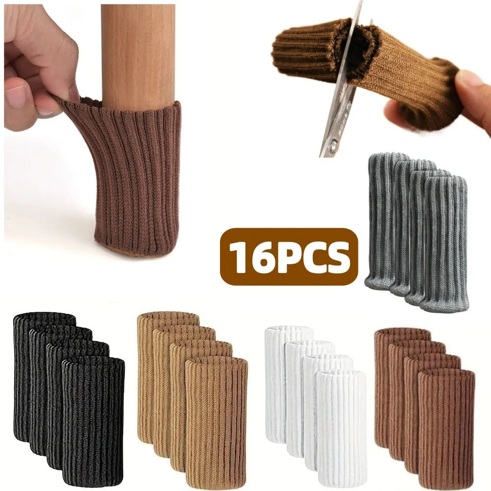 16PCS Knitted Chair Leg Silent Protection Cover Door Handle Wear Resistant Anti Slip Floor Scratch Protection Furniture Foot Mat Qme