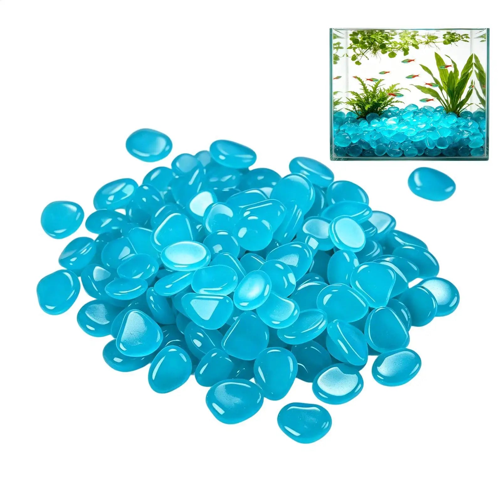 Garden Glowing Stones 300-Pieces Resin Decorative Yard Pebbles Glowing Pebble Rocks for Walkway Backyard Fairy Garden Pathway Qme