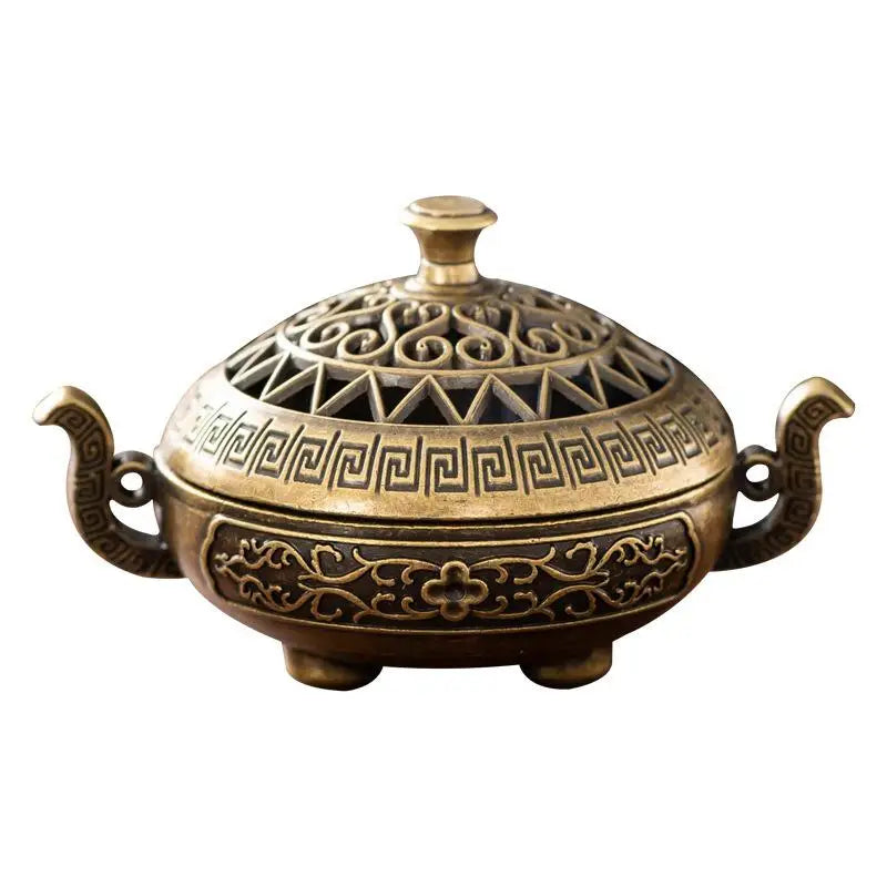Retro Copper Incense Burner Incense Incense Burner Holder Bronze Vintage Incense Burner Charcoal Stove Luxury Stand IncenseMetal Qme