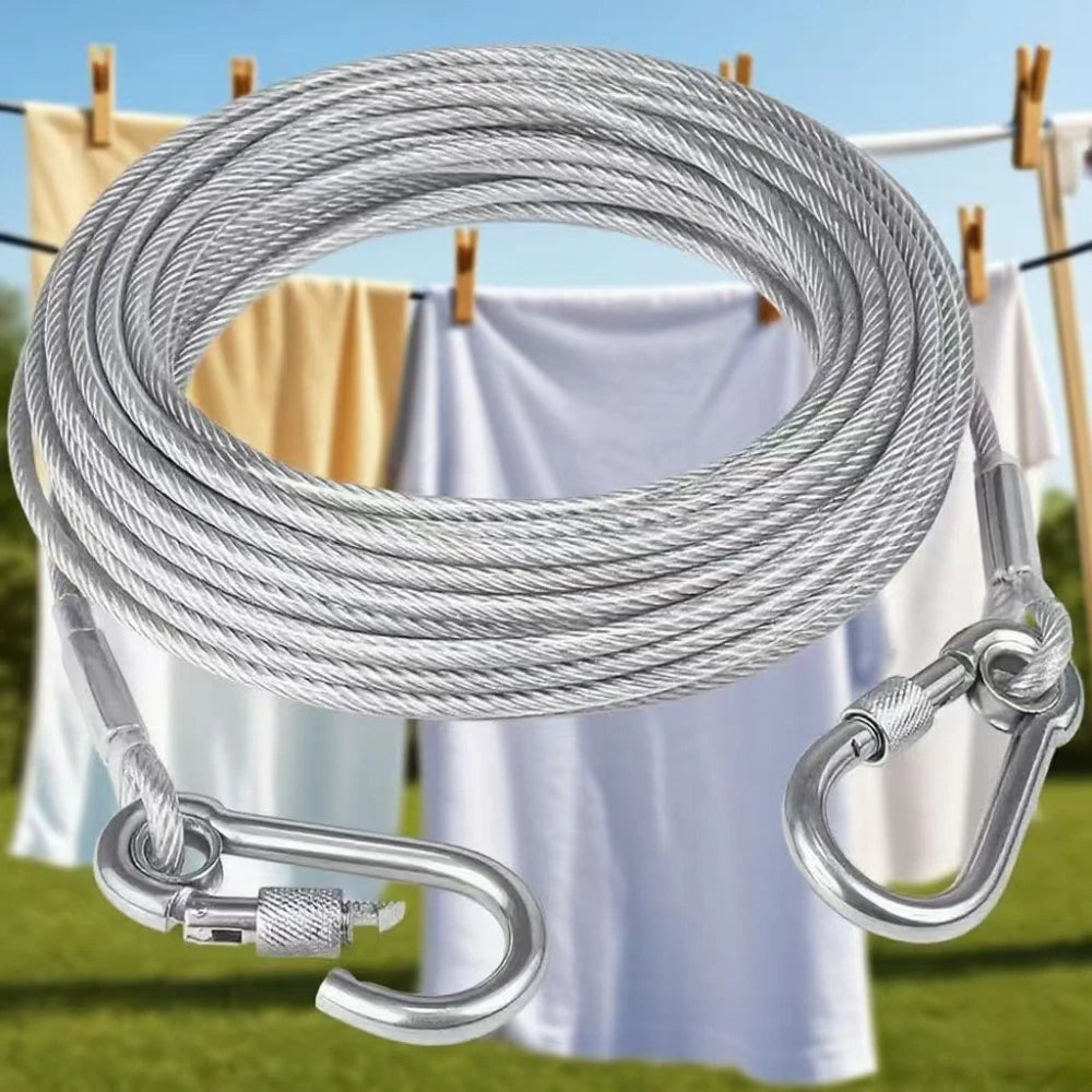 Outdoor Super Heavy Duty Wire Cable, Steel Wire Lead Leash with Stainless Dual Fix Buckle, Clothes Line Wires for Outdoor Qme