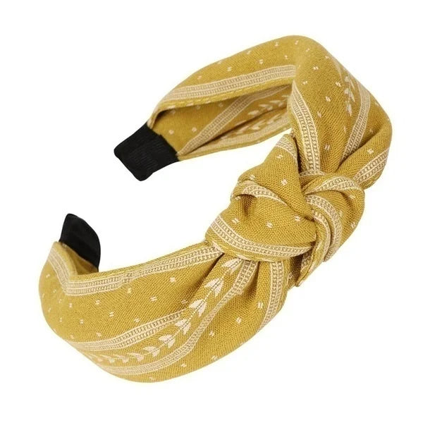 Elegant Knotted Leaf Wide Fabric Headband Hair Hoop Women Girls Beach Qme yellow