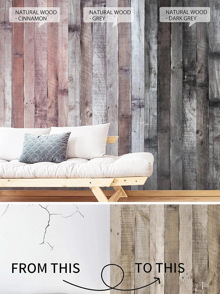 Vintage Self Adhesive Wood Wallpaper Natural Wood-dark Grey Contact Qme