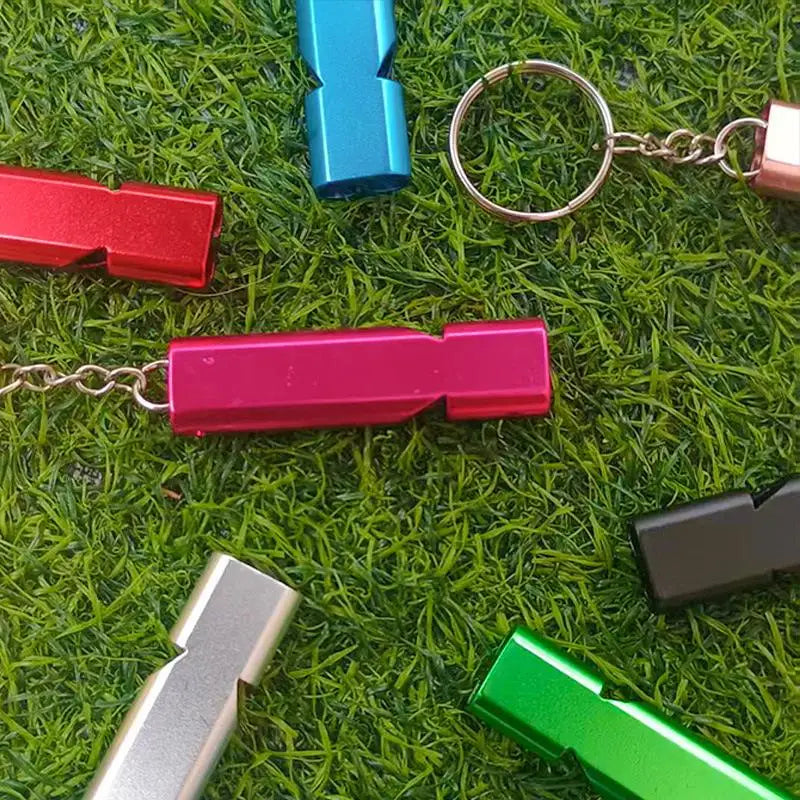 Dual Frequency Survival Whistle Flat Metal Outdoor Hiking Climbing Qme