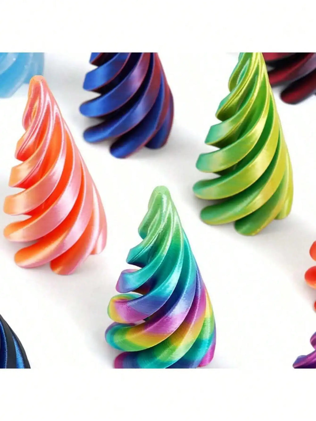 3D Printed Spiral Cone Christmas Tree Decoration Made Plastic Qme