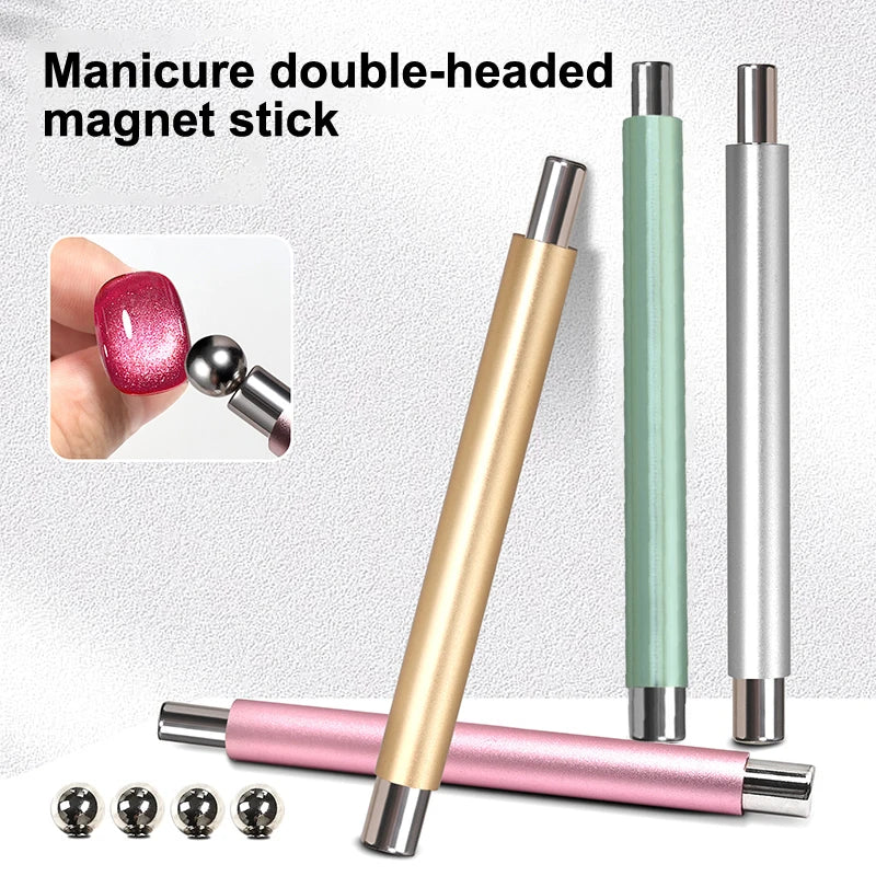 Double-end Cat's Eye Nail Magnetic Stick Glossy Steel Balls 8 Strong Qme