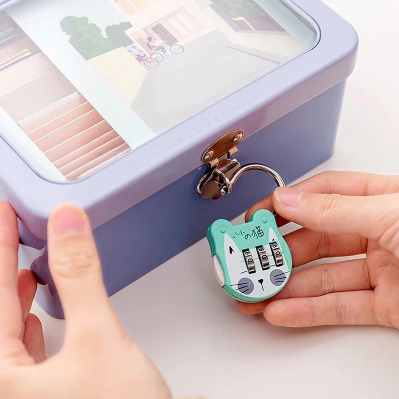 Cute Cat Code Number Lock Anti-theft Strength Accurate Mini Luggage Qme