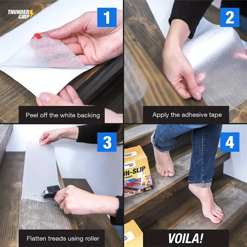196.85inch Clear Anti-Slip Tape - Waterproof, Soft PEVA Grip for Enhanced Safety on Stairs, Boats, & Showers - Invisible Qme