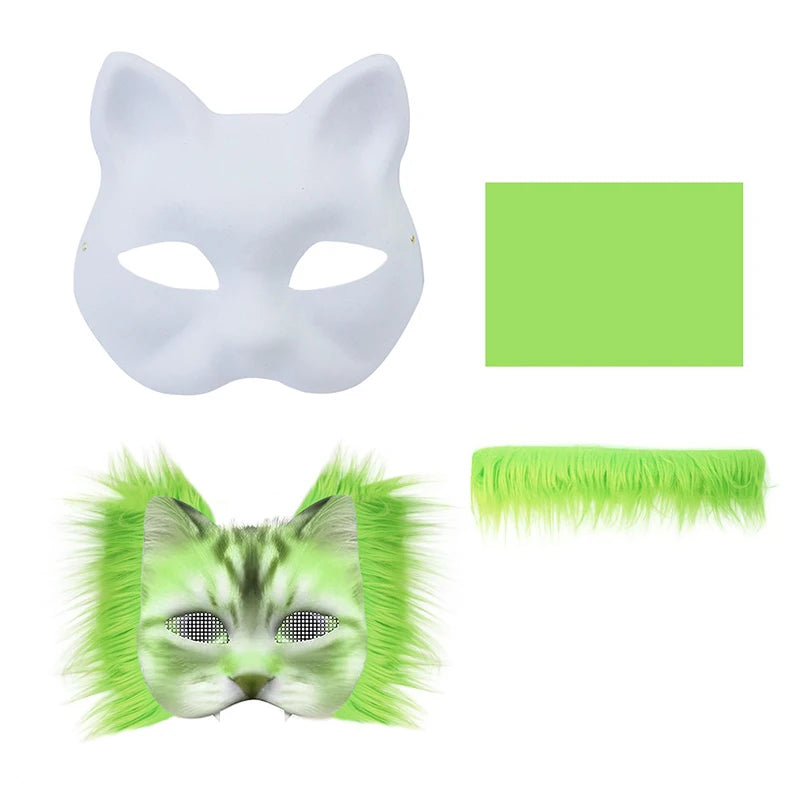 3pcs/set DIY Handmade Graffiti Half Face Therian Mask Set Blank Masks Hand Painted Animal Party Gifts Masquerade Party Qme A9