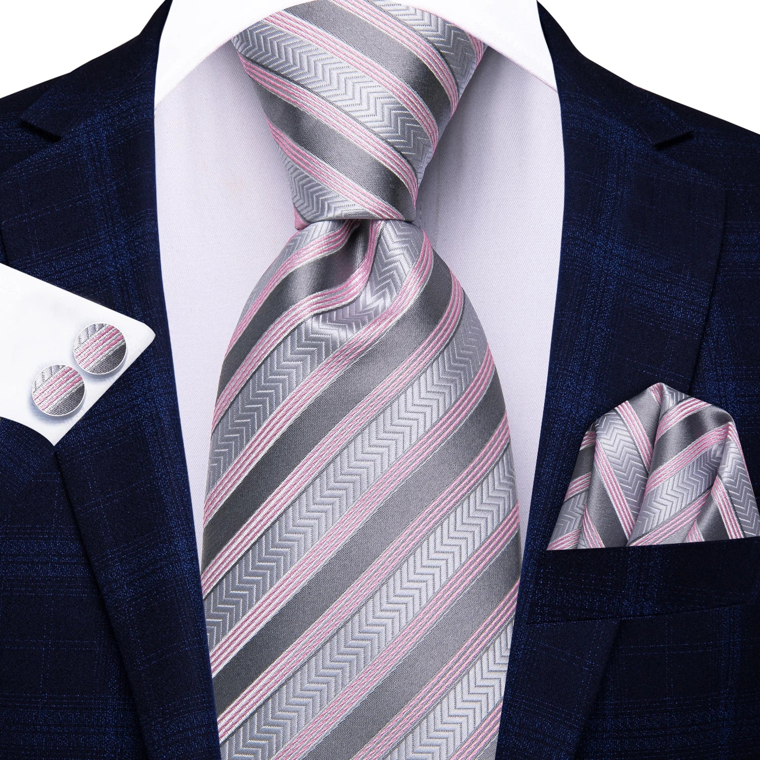 Blue Business Solid Plaid Striped Men's Tie Necktie Ties Men Formal