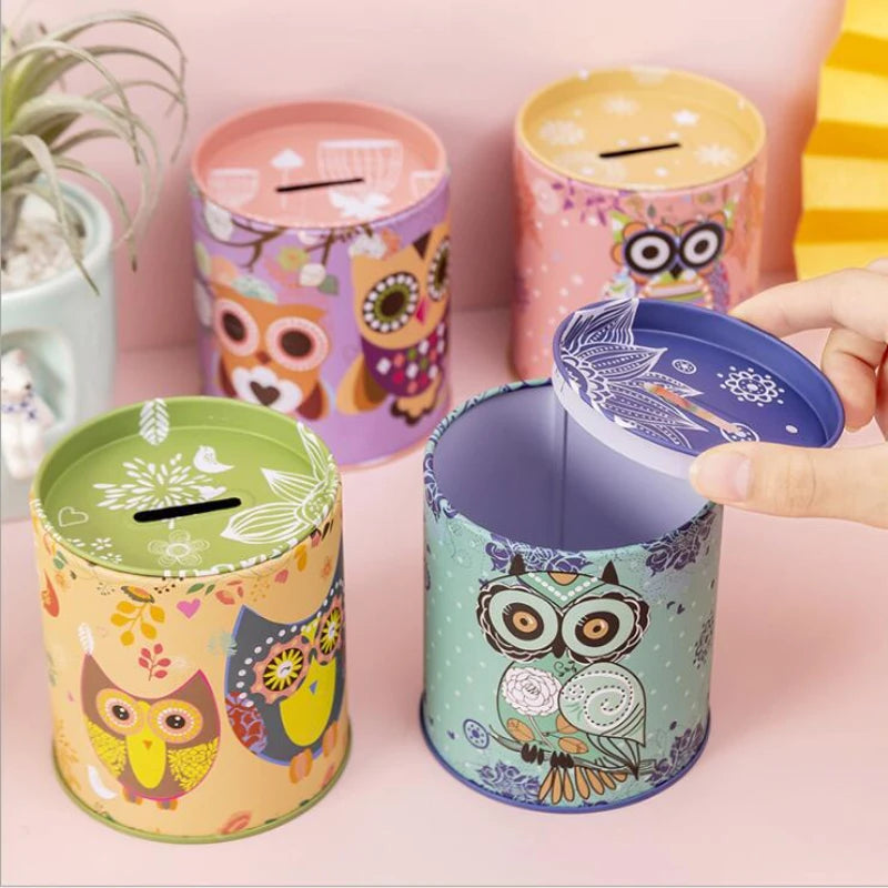 Metal Piggy Bank Coin Box Jewelry Storage Mini Tin Cute Organizer Qme