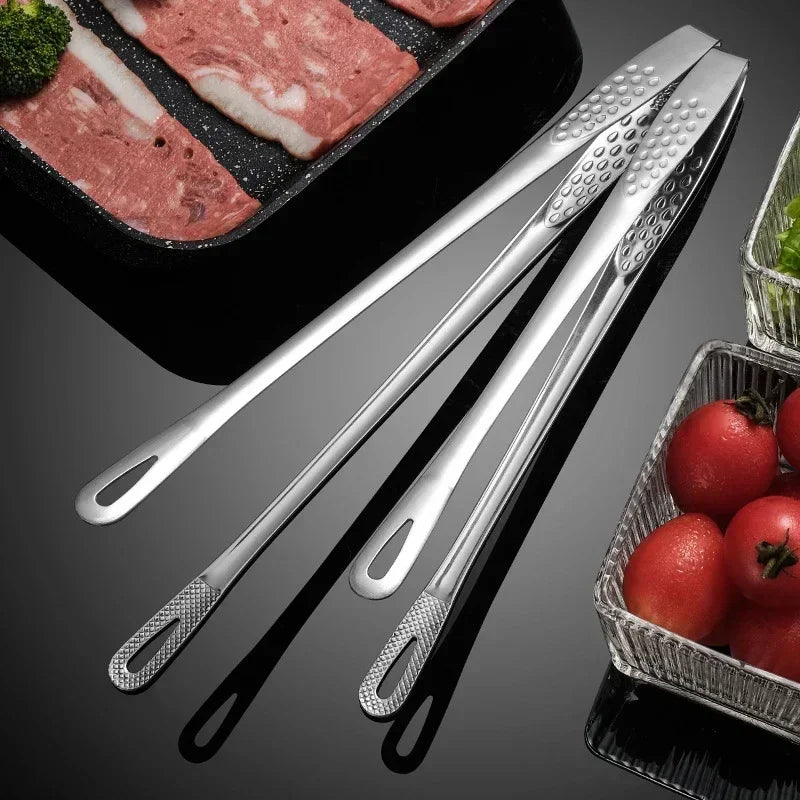 Stainless Steel Barbecue Tongs Kitchen Food Clip BBQ Grill Meat Qme
