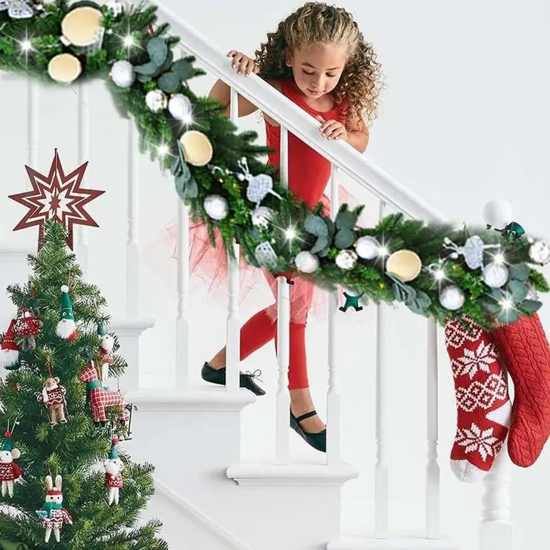 Christmas Garland With Lights 6Ft Artificial Plant Garland Christmas Decor Reusable Rustic Garden Ornament Seasonal Garland For Qme