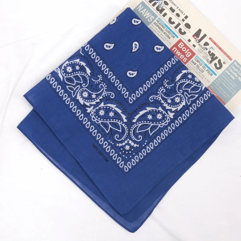 Unisex Cotton Bandana Kerchief Hip Hop Black Hair Band Neck Scarf Qme A7