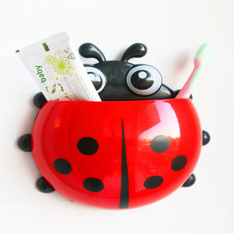 1/2/4Pcs Toothbrush Holder Cute Ladybug Shape Suction Cup Creative Toothbrush Rack Bathroom No-punching Storage Shelf Qme